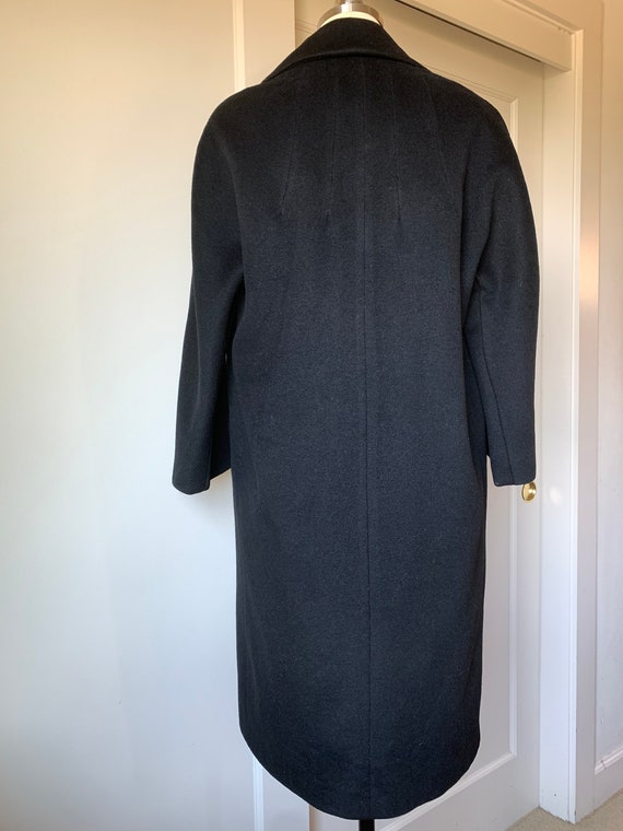 Vintage Black Wool Winter Coat with Large Sculpte… - image 3