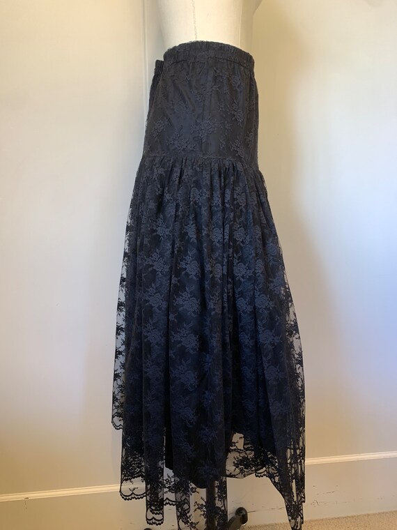 90's Etienne Brunel Black Lace Skirt - image 4