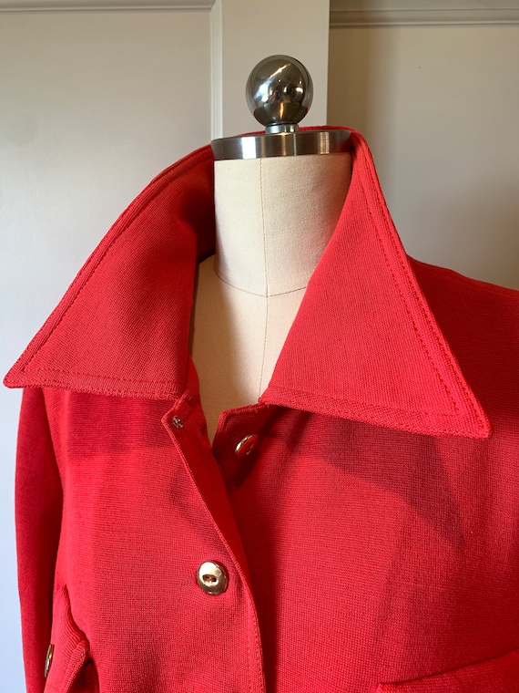 70's Red Wool Knit Shirt Jacket by Penny's Intern… - image 7