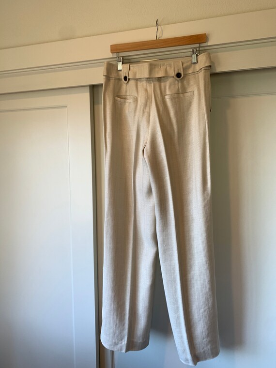 Vintage 90's Oat Linen Wide Leg Pants High Rise T… - image 6