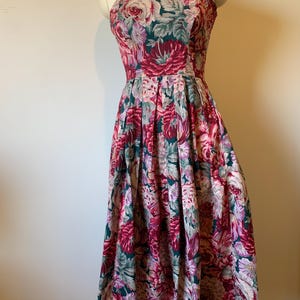 Vintage 80’s Laura Ashley Burgandy, Pink, Purple and Teal Floral Cotton Sundress image 11