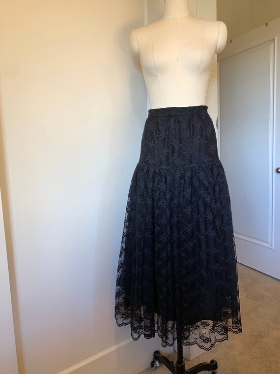 90's Etienne Brunel Black Lace Skirt - image 1