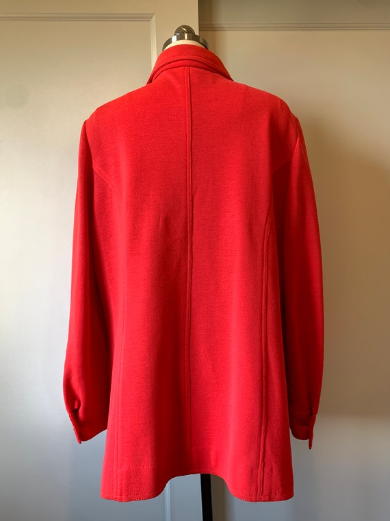 70's Red Wool Knit Shirt Jacket by Penny's Intern… - image 4