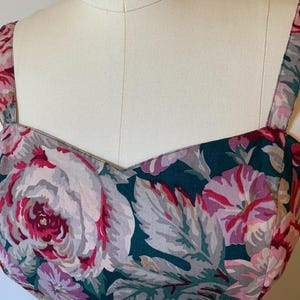 Vintage 80’s Laura Ashley Burgandy, Pink, Purple and Teal Floral Cotton Sundress image 7