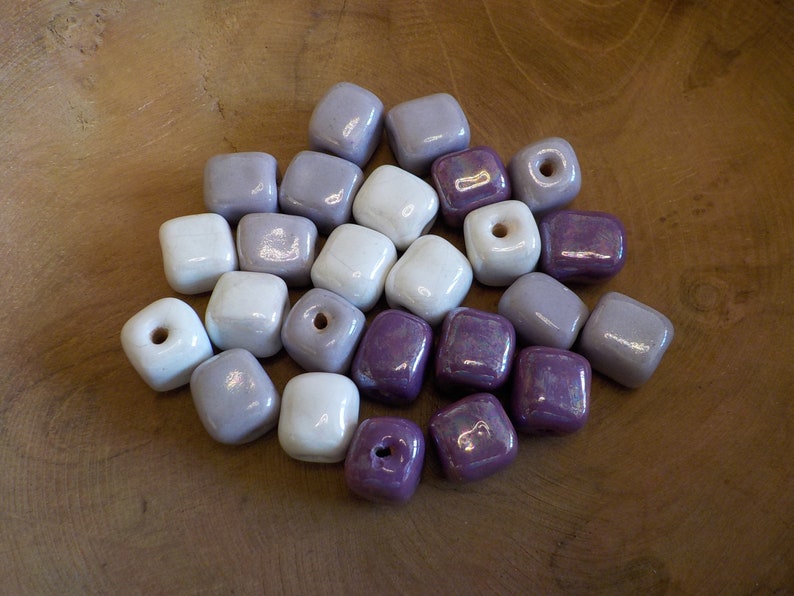 handmade 25 pieces of ceramic beads Kazuri Kenya ca 15 mm