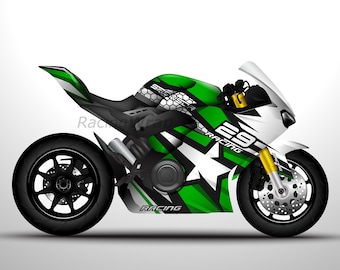 Motorcycle Sportbike Template Mockup - Editable Graphic Vector Design for Print & Digital Use