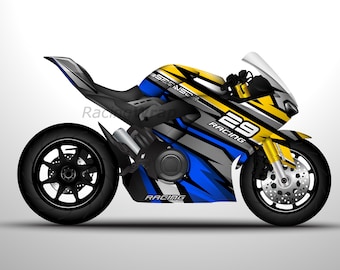 Motorcycle Sportbike Template Mockup - Editable Graphic Vector Design for Print & Digital Use | Vehicle Graphics | Motorcycle Decal Design
