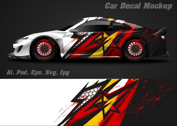 Sport Car Wrap Design Background | Vehicle Livery Wrap | Graphic Car Wrap Mockup | Editable Ai Psd Eps Pdf Jpg | Car Vector Graphic