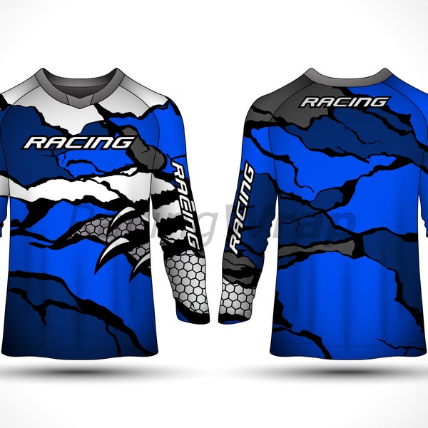 Speedy Style: Long Sleeve Racing Jersey Design for Motorcycle & Cycling Enthuasiasts - Mockup Jersey - Design Jersey - PSD Smart Object