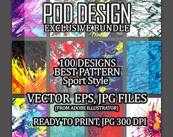 100 Best Print On Demand Sport Wear Design | Editable Grunge Sports Jersey Template | Custom Digital Backgrounds for Activewear & Racing