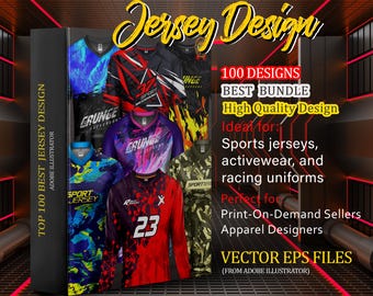 Top 100 Best Custom Grunge Sport Jersey Design for Print on Demand | Unique Backgrounds for Racing & Activewear | Editable EPS Template