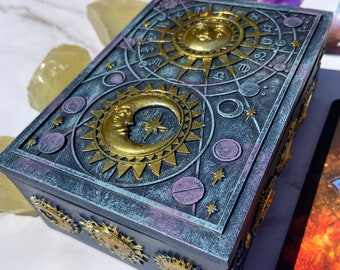 Witch Astrology Tarot Card Box | Moon and Star Resin Tarot Box | Perfect Gift for Witches and Tarot Readers | Tarot Box ONLY