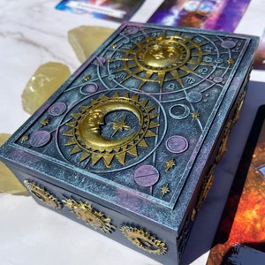 Witch Astrology Tarot Card Box Moon and Star Resin Tarot Box Perfect Gift for Witches and Tarot Readers Tarot Box ONLY image 1
