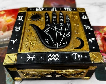 Witchy Palmistry Trinket box | astrology gifts  | palmistry | witchy gifts, crystal storage