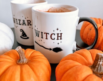 Witch Wizard Mug Set | Halloween Gifts | His Hers Halloween | Witch Mugs | Halloween Date Night | Wizard, Witch Mugs Gift Set | Witchy Gifts