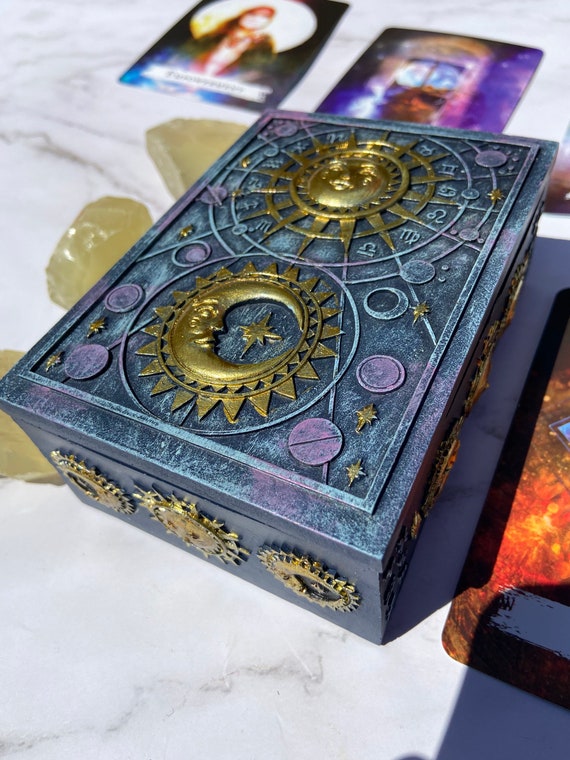 Witch Astrology Tarot Card Box Moon and Star Box - Etsy