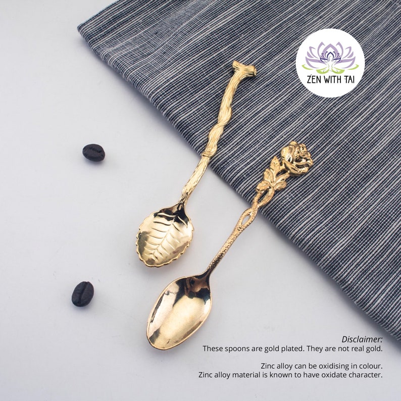 Rose Tea Spoon and Tree Tea Spoon Set 2 Pieces 4 Pieces Etsy