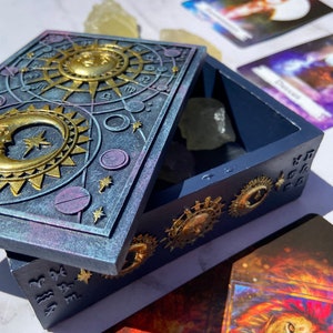 Witch Astrology Tarot Card Box Moon and Star Resin Tarot Box Perfect Gift for Witches and Tarot Readers Tarot Box ONLY image 9