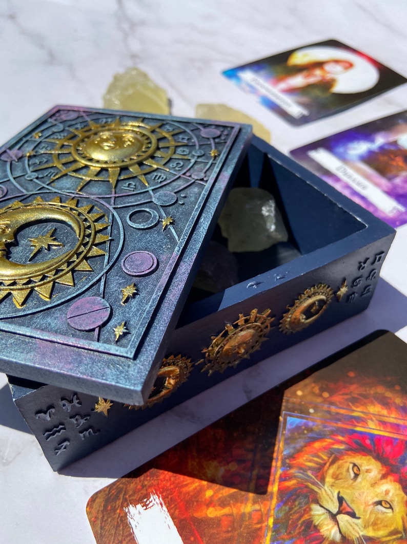 Witch Astrology Tarot Card Box Moon and Star Resin Tarot Box Perfect Gift for Witches and Tarot Readers Tarot Box ONLY image 9