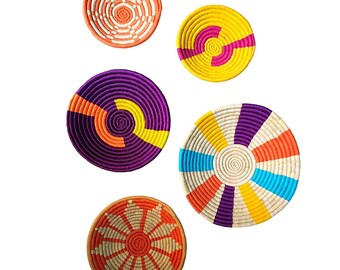 Tribal Boho Wall Basket Set – Handwoven Decorative Home Accent (5 Pieces)