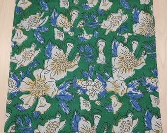 Authentic Bagru Hand Block Print Cotton Fabric by the Yard | Natural Dye Floral Print