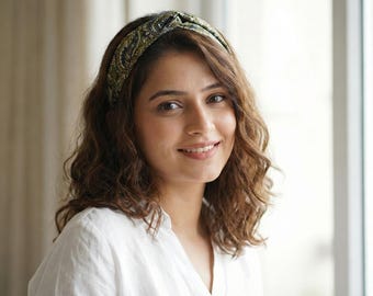 Handmade Cotton Twist Headband – Green Paisley Floral Hair Accessory