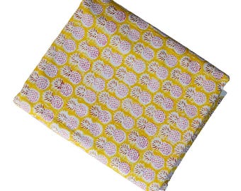 Handblock Printed Bagru Cotton Fabric – Floral Print Textile by the Yard