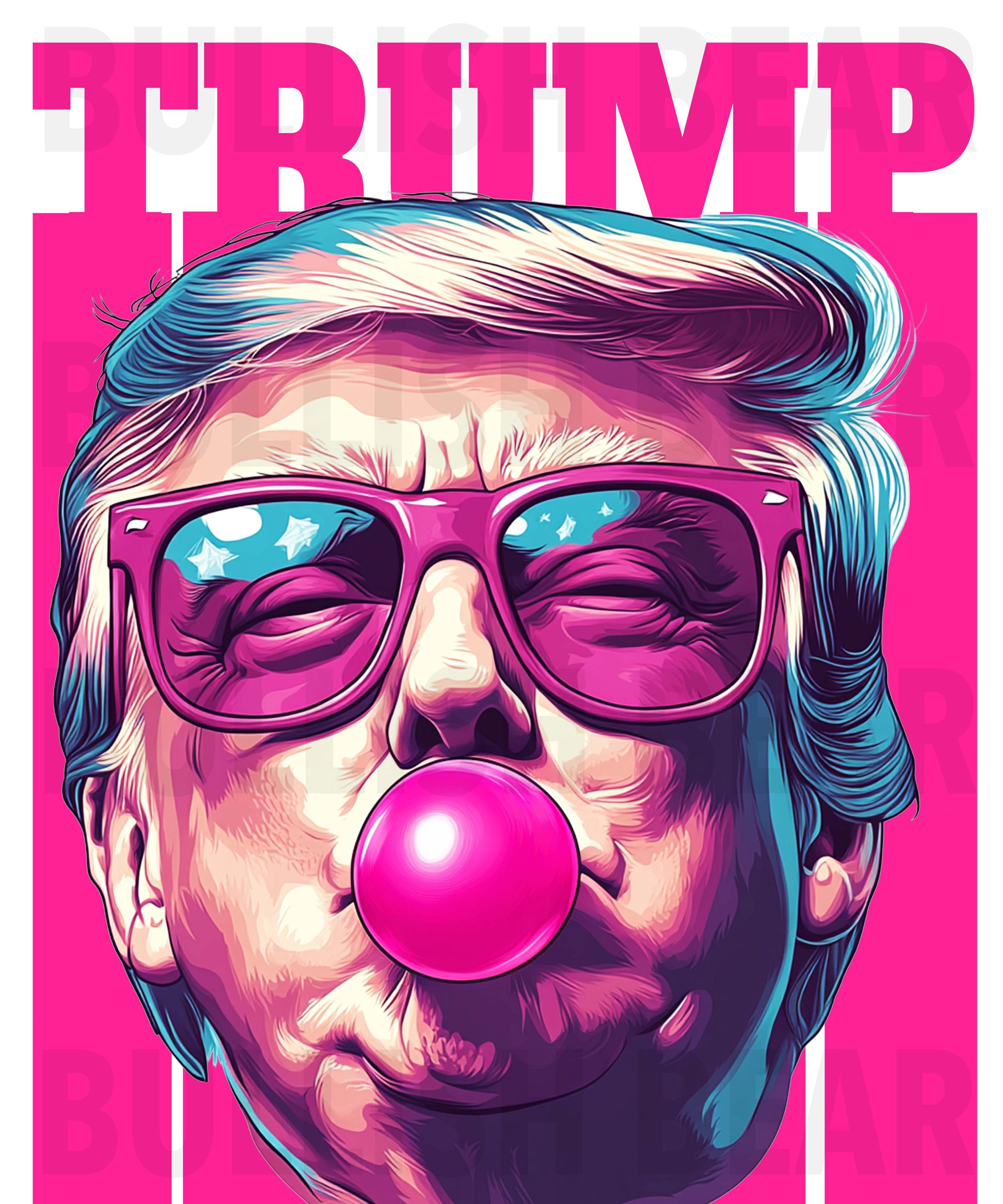 President Trump blowing bubblegum Pink snapback Patch hat Ball cap One Size Pink Trump Hats - Etsy main image 2