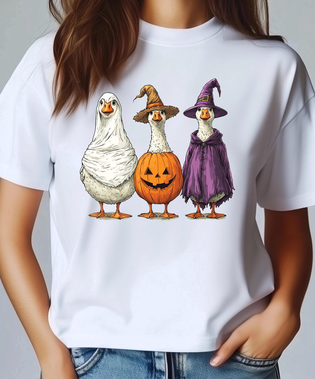 Boo Ghost Goose PNG, Cute Halloween Geese Digital Download, Witch Goose ...