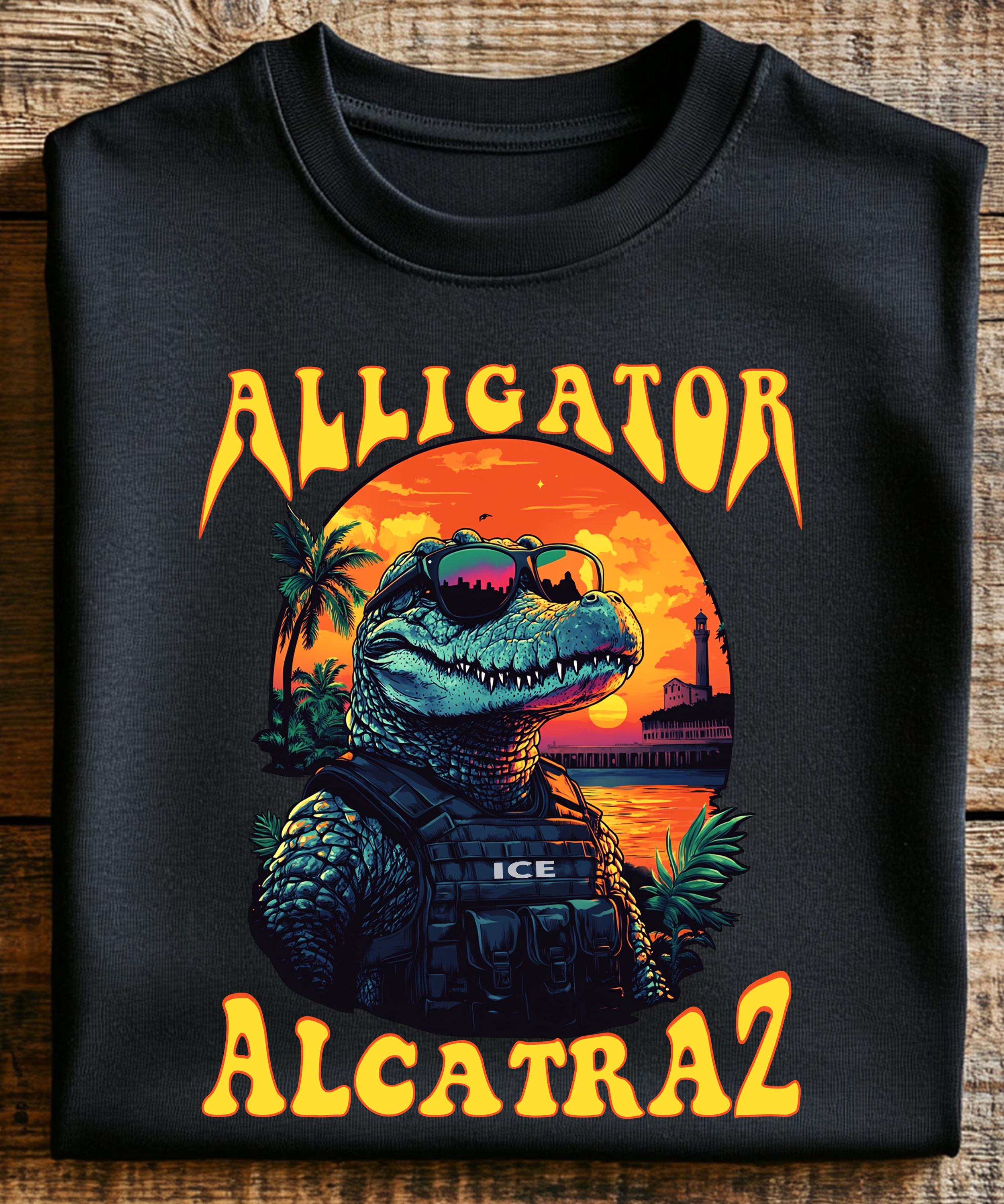 Funny Trump Florida Alligator Alcatraz PNG, Aligator Alcatraz Clipart, Trump and DeSantis Florida Detention Alligator Alcatraz Design