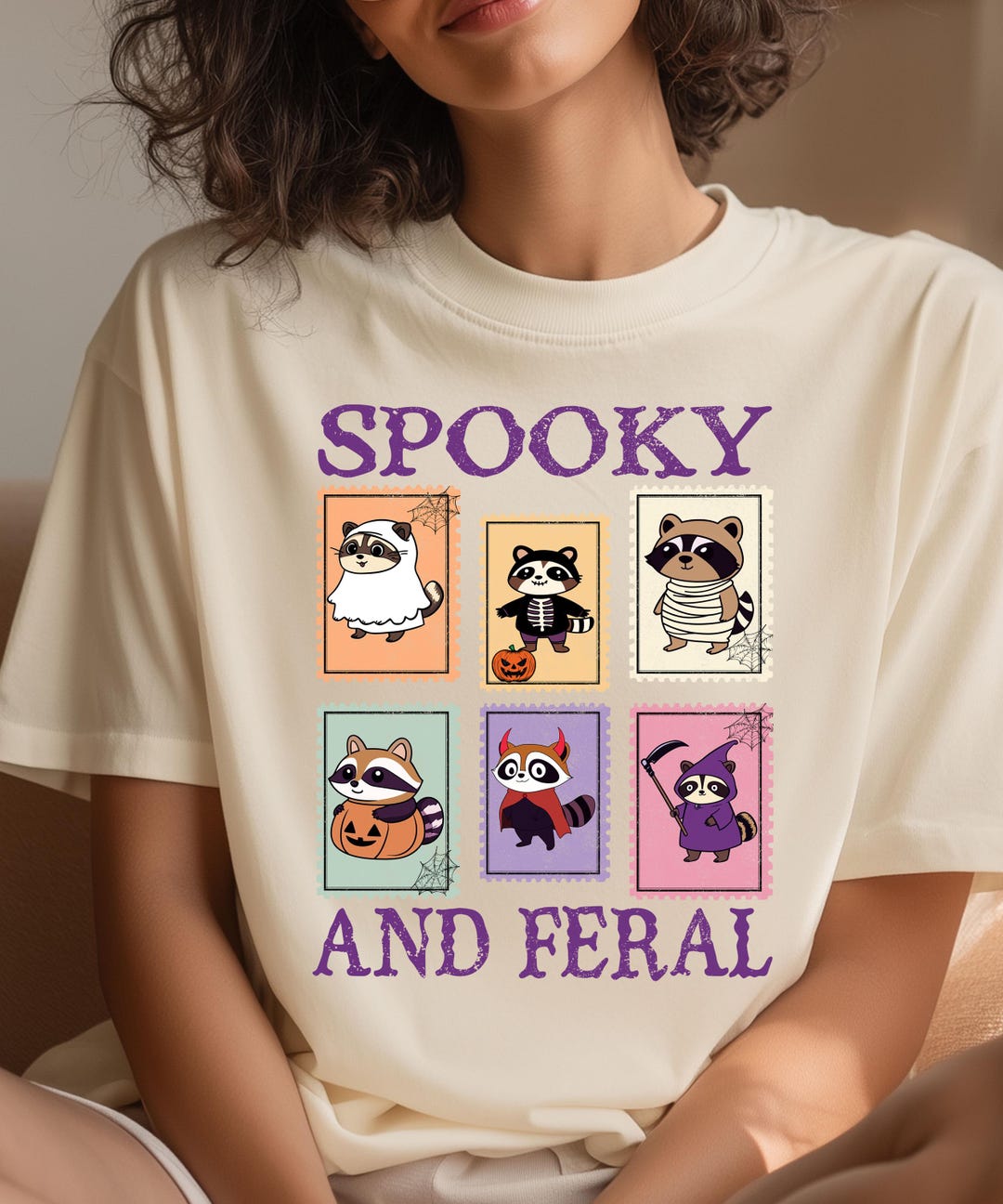 Spooky and Feral Halloween Raccoons PNG, Cool Art Raccoon Halloween ...
