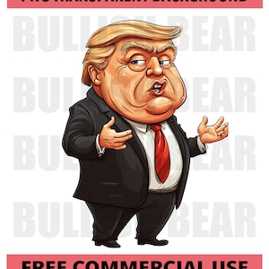 トランプ漫画 PNG、面白いトランプデジタルダウンロード、昇華用トランプクリップアート、政治漫画アート、面白いトランプ漫画またはステッカー、アート