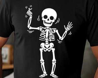 Esqueleto "Amo a Trump" PNG, Divertido Trump Halloween PNG, Diseño de esqueleto "Pro-Trump", Respuesta a un diseño de esqueleto "F*ck Trump" ligeramente sutil