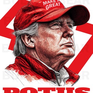 Donald Trump POTUS 47 PNG, President Trump PNG Clip Art, Trump Digital Download Transparent Background, Trump 47th President of America