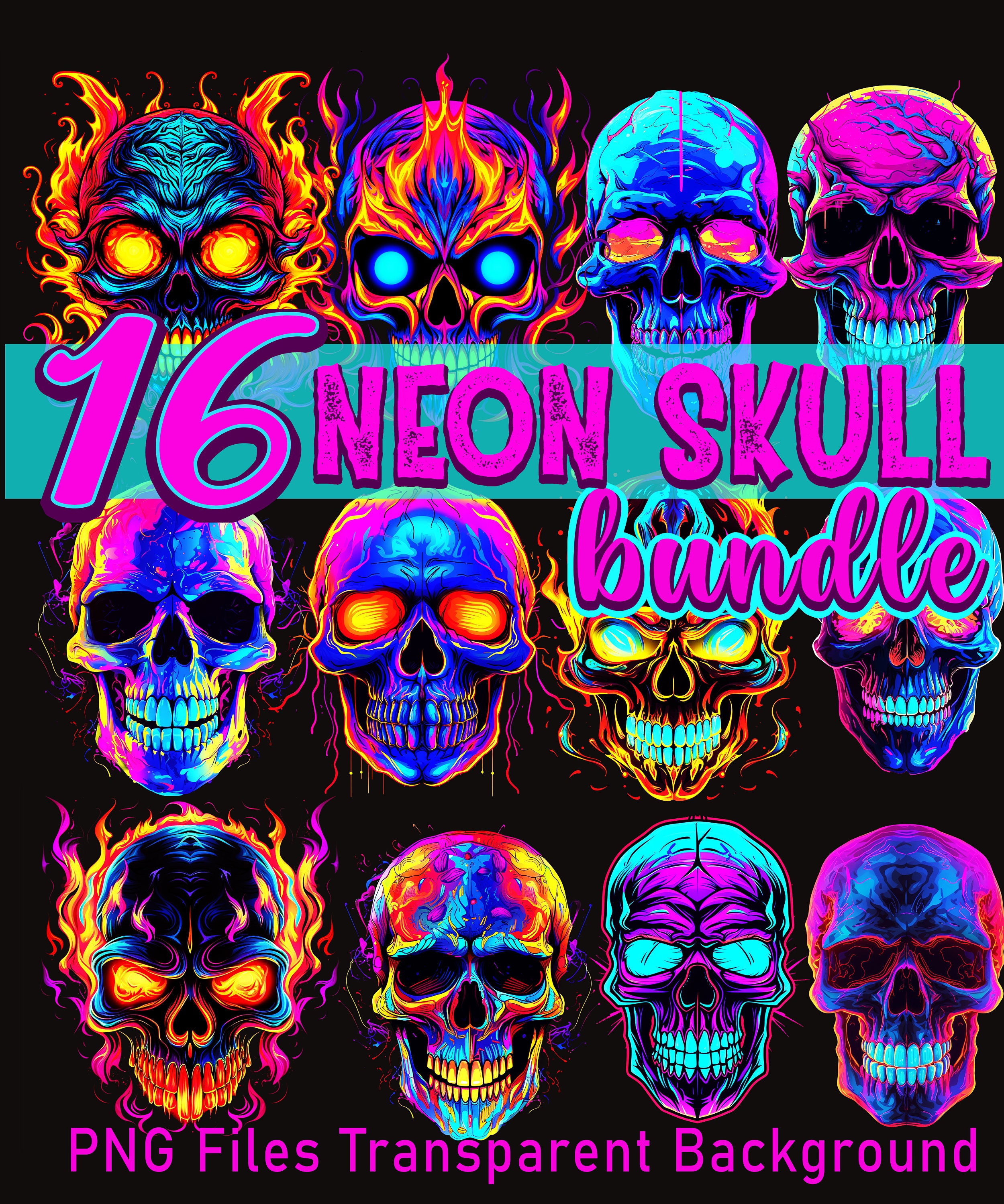 Kunpei_yamanashi　デジタルプリント  NEON SKULLⅠ Psychedelic Skull Artwork Led Neon Sign – ONE Neon™ Sign