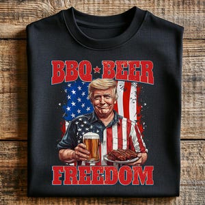 President Trump 4th of July PNG, Trump BBQ Beer Freedom PNG Digital Download, Trump American Flag Summer Png, Beer Barbeque Trump Design Png