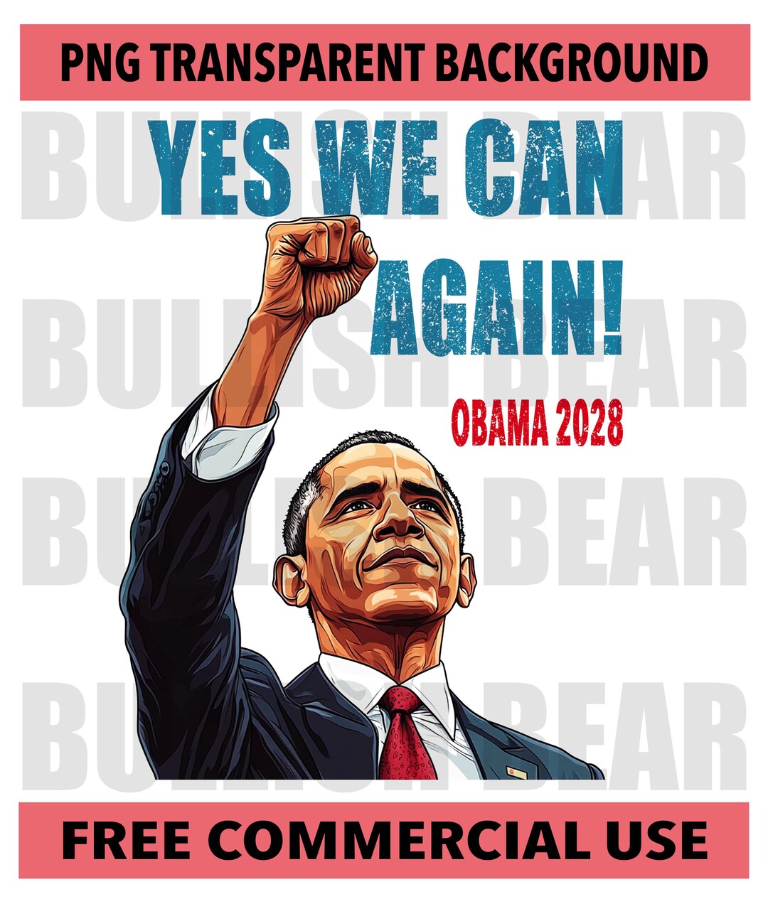 Yes We Can Again Obama 2028 PNG, Barack Obama for President 2028, Obama ...