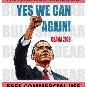 Yes We Can Again Obama 2028 PNG, Barack Obama for President 2028, Obama 48th President of America, Obama PNG Design for Obama Supporters