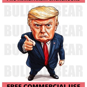Poważna kreskówka Trumpa PNG do pobrania w wersji cyfrowej, Klipart wskazujący palcem Trumpa, Polityczna sztuka karykaturalna, Grafika karykatury Trumpa,
