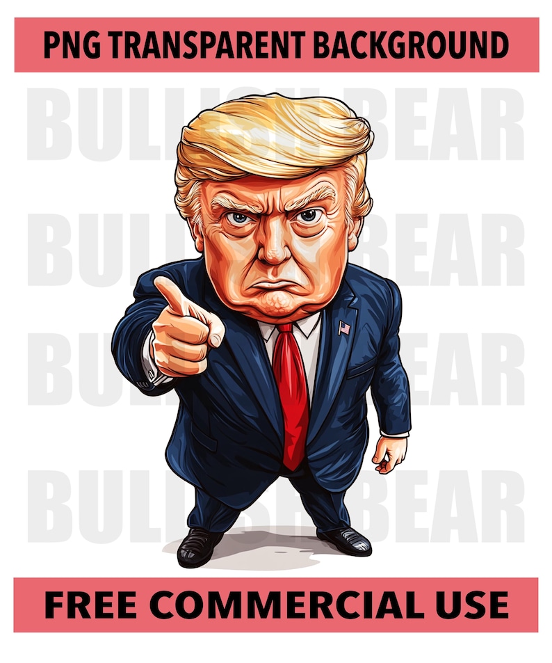 Serious Trump Cartoon PNG Digital Download, Trump Pointing Finger ...