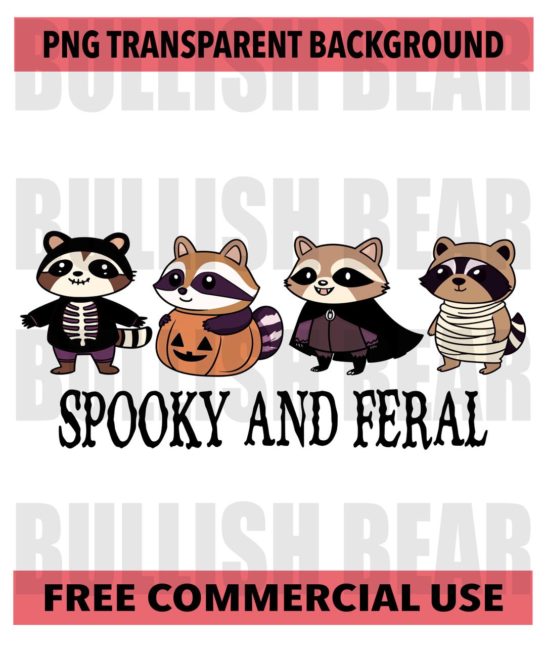 Spooky and Feral Raccoon PNG, Raccoonvampire, Raccoon Pumpkin, Raccoon ...