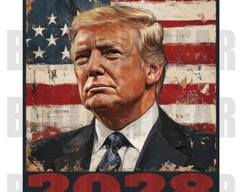 President Trump 2028 PNG Digital Download, Trump Patriotic PNG, Trump 2028 48th President of America, Distressed Vintage Trump PNG