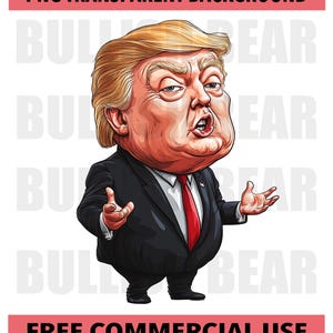 Trump Cartoon Clipart, Trump digitaler Download PNG, lustige Trump Cartoon Kunst, politisches Cartoon-Design, Trump Grafik für Kunsthandwerk, Aufkleber,