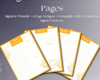 Páginas de planificador digital Celestial Sun Star, paquete de páginas PDF de astrología cósmica caprichosa, planificador diario astral imprimible, páginas de autocuidado