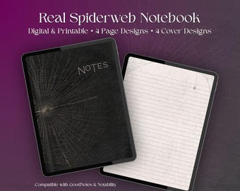 Cuaderno digital de telaraña de bruja, grimorio gótico imprimible, paquete PDF de estilo Dark Academia (descarga digital)