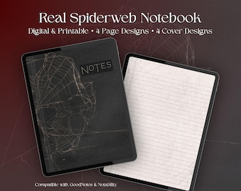 Cuaderno digital de telaraña macabra, grimorio gótico imprimible, paquete PDF de estilo Dark Academia (descarga digital)
