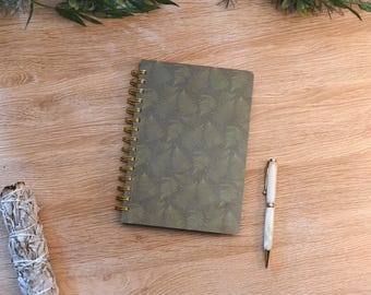 Fern Spiral Notebook, Botanical Cottagecore Journal, Handmade Nature Art, Writer's Diary