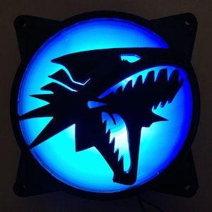 Blue Eyes White Dragon Gaming Computer Fan Shroud / Grill / Cover -  Custom 3D Printed - 120mm, 140mm