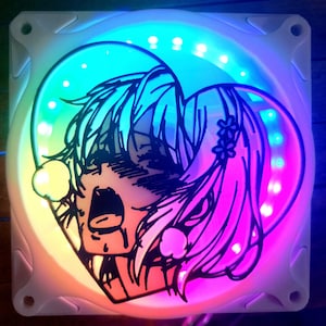 Ahegao Heart Dual Color Gaming Computer Fan Shroud / Grill / Cover - Custom 3D Printed - 120mm, 140mm
