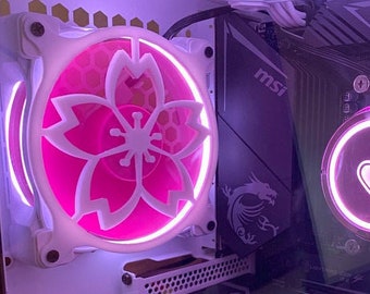 Sakura Cherry Blossom Logo V2 Gaming Computer Fan Shroud / Grill / Cover - Custom 3D Printed - 120mm, 140mm